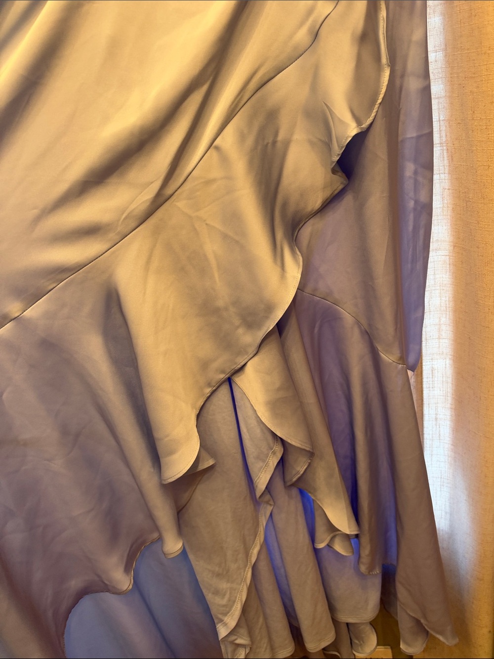 Express Taupe Ruffle Asymmetrical Slip Dress - Picture 7 of 11